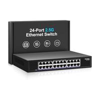 Switch Ethernet de 2.5Gb y 24 Puertos No Gestionado, NICGIGA Switch de Red 2.5G de 24 Puertos, Plug & Play, para Escritorio o Montaje en Rack de 19 Pulgadas, Diseño Metálico sin Ventilador.