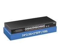 Switch Ethernet no Gestionado de 26 Puertos 2.5G, 24 Puertos 2.5Gb Base-T, 2 x 10G SFP+, Compatible con 100/1000/2500Mbps, Montaje en Escritorio/Rack YuanLey 2.5Gbe para Ap Inalámbrico, PC
