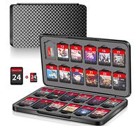 Switch - Funda para juegos con 24 ranuras para cartuchos y 24 tarjetas micro SD, organizador de juegos portátil delgado, accesorios de regalo para viajeros con cierre magnético, carcasa rígida
