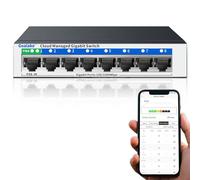 Switch Gigabit de 8 puertos, gestión inteligente fácil, Plug & Play, montaje en escritorio/pared, metal resistente, hub de red doméstica, divisor Ethernet de oficina, funcionamiento silencioso