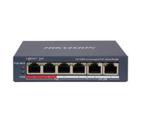 Switch Hikvision DS-3E0106P-E/M(B) 4 puertos PoE 2 uplink 10/100 Mbps metálico