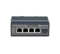 Switch industrial LevelOne IGP-0501 4 Puertos Gigabit PoE, 1 SFP, IP30, Metal, Din Rail