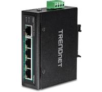 TRENDnet Conmutador Gigabit Industrial TI-PG50 – 5 puertos, 4 PoE+ y 1 puerto Gigabit, DIN-Rail