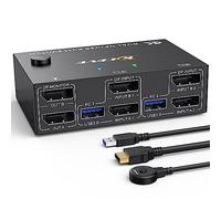 Switch KVM 2 PC 2 Monitores 8K@30Hz 4K@144Hz, ESKEVE Switch KVM de Doble Monitor DisplayPort para 2 PC Share 2 Monitores y 4 dispositivos USB3.0, con cable DP+USB y controlador de escritorio