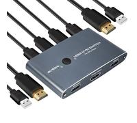 Switch KVM HDMI 2 puertos 4K 60 Hz, Aluminio Conmutador HD USB, para 2 Ordenadores Conectar 1 Monitor y Teclado, Ratón, Impresora, Disco U