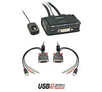 Switch KVM Lindy 42341 2 Puestos USB DVI-D 4x USB 2.0 Audio Negro 1920x1200