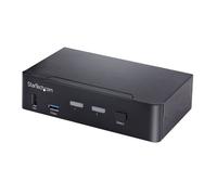 StarTech.com Switch Conmutador KVM USB C Tipo C, KVM de 2 puertos DisplayPort con Vídeo UHD HDR de 4K 60Hz, Audio de 3,5mm, Hub
