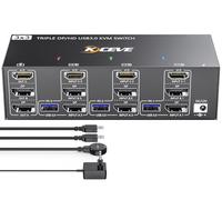 Switch KVM USB 3.0 3 Monitores 3 Computadoras HDMI+DP+DP 3 Puertos, Conmutador KVM YOUTINGHDAV 8K@60Hz 4K@144Hz para 3 Computadoras Comparte 3 Monitores y 4 Dispositivos USB 3.0 Ratón Teclado