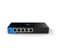 Switch Linksys Gigabit PoE+ no gestionado de 5 puertos | Ethernet energéticamente eficiente | Control de flujo full dúplex | Ideal para oficinas pequeñas y domésticas | Diseño sin ventilador y carcasa
