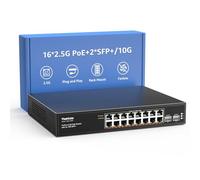 Switch PoE 2.5G de 18 Puertos YuanLey no Gestionado, 16 Puertos PoE Base-T 2.5G, 2 x 10G SFP+, IEEE802.3af/at, 250W, Compatible con 100/1000/2500Mbps, Montaje en Escritorio/Rack Switch de Red 2.5Gbe