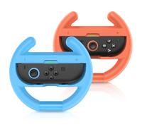 Switch - Volantes para Nintendo Switch 2 JoyCons, ruedas de carreras para Nintendo Mario Kart World/8 Deluxe, agarre de rueda Switch para 2025 Switch 2 Joy-Con accesorios, azul y naranja (paquete de 2