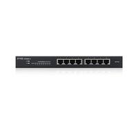 Zyxel Switch Gigabit de 8 Puertos | Gestión Inteligente | De sobremesa/Montaje en Mural y sin Ventilador | VLAN, IGMP, QoS | Garantía de por Vida [GS1900-8]