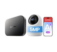 SwitchBot AI Hub con pan/tilt Cam Plus 3K, juego de cámara interior de 5 MP, memoria NVR local, VLM AI, 6 TOPS, asistente para el hogar, puente mate, cámara blanca + hub negro