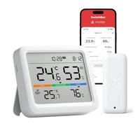 SwitchBot Bluetooth Estación Meteorológica para Hogar Sensor Exterior Inalámbrico, Monitor Temperatura/Humedad con Fecha y Previsión Meteorológica, 120m Bluetooth, Archivo de Datos Gratis Exportar