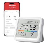 SwitchBot Bluetooth Estación Meteorológica para Hogar Sensor Exterior Inalámbrico, Monitor Temperatura/Humedad con Fecha y Previsión Meteorológica, 120m Bluetooth, Archivo de Datos Gratis Exportar