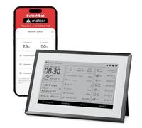 SwitchBot Estación meteorológica inteligente de tinta electrónica, monitor inalámbrico de 7,5 pulgadas para temperatura interior y exterior y humedad con calendario electrónico, compatible con Google