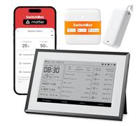 SwitchBot Estación meteorológica inteligente de tinta electrónica, monitor inalámbrico de 7,5 pulgadas para temperatura interior y exterior y humedad con calendario electrónico, compatible con Google
