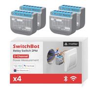 SwitchBot Interruptor WiFi 2PM compatible con Alexa/Apple Home/Google Home, módulo de relé con repetidor Bluetooth y contacto seco, WiFi 2,4 GHz, 16 A (4 unidades)