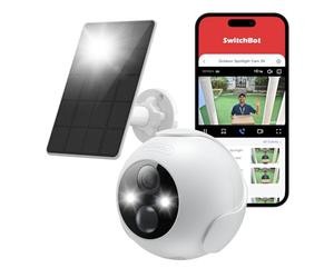 SwitchBot Kit de cámara de seguridad inalámbrica, cámara exterior 2K con panel solar, vigilancia ininterrumpida para seguridad doméstica, visión nocturna de color, detección de movimiento