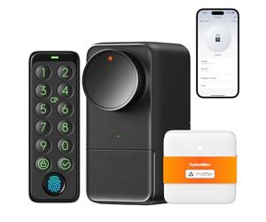 SwitchBot Lock Pro WiFi Inteligente, de Acceso Sin Llave, Cerradura Inteligente Puerta Delantera, Cerrojo Inteligente, Adaptable al Cerrojo Existente en Minutos, admite Matter, Alexa, Google, IFTTT.