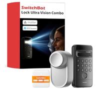 SwitchBot Lock Ultra, Cerradura Inteligente WiFi con Teclado con Reconocimiento Facial 3D, Huella Dactilar, Cerradura Electrónica Con Batería Recargable, Admite Matter, Alexa, Google, IFTTT