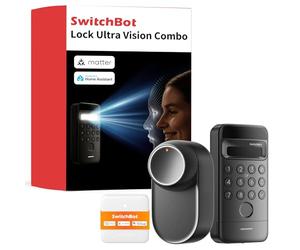 SwitchBot Lock Ultra, Cerradura Inteligente WiFi con Teclado con Reconocimiento Facial 3D, Huella Dactilar, Cerradura Electrónica Con Batería Recargable, Admite Matter, Alexa, Google, IFTTT