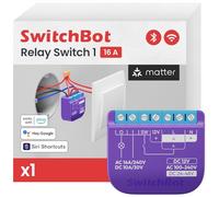 SwitchBot Matter Interruptor de Relé 1, módulo de relé inteligente, interruptor Wi-Fi y Bluetooth compatible con Alexa/Apple HomeKit/Google Home, 2.4GHz, 16A