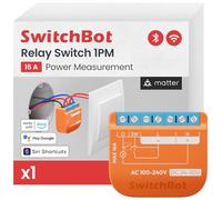 SwitchBot Matter Interruptor de Relé 1PM, módulo de relé inteligente con medición de energía, interruptor Wi-Fi y Bluetooth compatible con Alexa/Apple HomeKit/Google Home, 2.4GHz, 16A