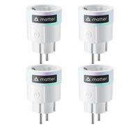 SwitchBot Matter Plug Mini paquete de 4 con monitor de energía, control por Wi-Fi y Bluetooth, compatible con Alexa, Google Home, Apple Home y HomeAssistant, control por voz y acceso app, 16A Type F