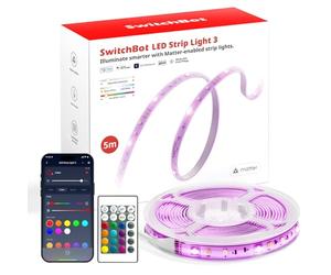 SwitchBot Matter Tira LED 5M, 72LEDs/m RGBCCT Luces LED con App y Mando, Funciona con Apple Home, Alexa, Google Home, SmartThings, sincronización con música, LED para Habitación, Sala, Cocina, Fiesta