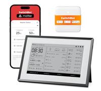 SwitchBot Panel doméstico inteligente E-Ink, monitor de temperatura y humedad interior y exterior de 7,5" con calendario digital, Wi-Fi 2,4GHz y BLE, compatible con Google/iCloud/Outlook (2in1 Combo)