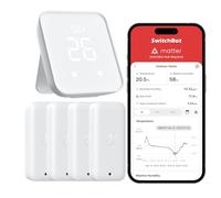 SwitchBot Termómetro higrómetro mate para interior y exterior, 4 unidades, con Hub2, IP65, resistente al agua, temperatura y sensor de humedad, compatible con Apple Home, Alexa, GoogleHome, IFTTT