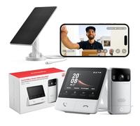 SwitchBot Timbre de vídeo con panel solar, timbre de puerta 2K con cámara, cámara inteligente con pantalla a color de 4,3", gran angular de 165°, juego 2 en 1