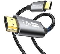 SWITCHFLUX Cable USB C a HDMI 2.1, 6 pies 8K a 60Hz, 4K a 144Hz, 2K a 165Hz tipo C a HDMI compatible con HDCP2.3/HDR/DSC Thunderbolt 3/4 compatible con MacBook Pro/Air, Dell, HP, Lenovo, S22