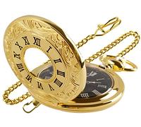 SwitchMe Reloj de bolsillo vintage con cadena, reloj de bolsillo clásico de cuarzo con diseño de esfera único, reloj de bolsillo para hombre con cadena, adecuado para Navidad, graduación, cumpleaños,