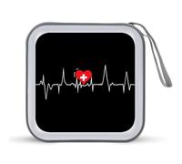 Switerland Heart Latido - Estuche portátil para CD con capacidad para 40 DVD, organizador de almacenamiento para viajes en coche, Estilo:, Talla única