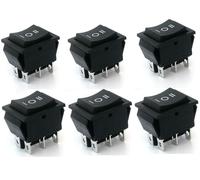 Switian 6 interruptores basculantes de 6 pines ON/OFF negro basculante, 250 V/16 A, 20 A/125 V CA