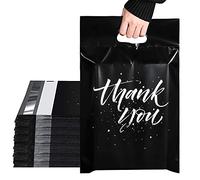 Switory 100 pezzi Buste postali in plastica 10x13"(262x330mm) Sacchetti per spedizione con manico Sacchetti postali con design di aggiornamento per abbigliamento con sacchetti autoadesivi Nero