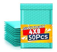 Switory 50 sobres acolchados de 10,2 x 17,7 cm, 10,2 x 17,7 cm, sobres acolchados a granel # 000, bolsas de polimodiler, con forro de burbujas, para envío, correo electrónico, color verde azulado