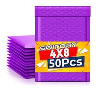 Switory 50 sobres acolchados de 10,2 x 17,7 cm, sobres acolchados de burbujas de polietileno #000, con forro de burbujas, autoadhesivo, color morado