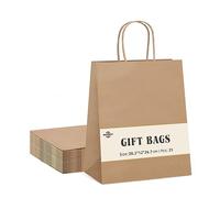 Switory Bolsa de papel Kraft de 25 piezas con asa, bolsa de regalo de compras marrón de 20x12x26,5cm para fiesta, embalaje, personalización, transporte, venta al por menor, mercancía