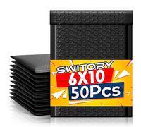 Switory Sobre acolchado A5 Negro 50 unidades, resistente al desgarro, sellado automático, para joyas, cosméticos, pinturas y más