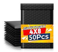 Switory Sobres acolchados A6, bolsas de embalaje de burbujas, 50 sobres de burbujas de polietileno de 4 x 7 pulgadas, sobres pequeños negros, sobres de burbujas, bolsas de polietileno forradas de