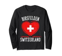 Switzerland Flag Heart Birsfelden City Manga Larga
