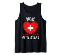 Switzerland Flag Heart Buchs City Camiseta sin Mangas