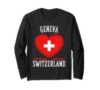 Switzerland Flag Heart Geneva City Manga Larga