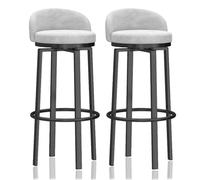 Swivel Bar Stools Set, Modern Bar Height Barstools, Velvet Counter Stools, Island Chairs with Black Base/Low Back, Upholstered Bar Chairs for Kitchen/Home Bar/Pub, Seat Height 65Cm (Color : 2Pcs,