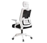 Swivel Chair Office Chair Comfortable Chairs Long Periods Sitting Computer Home Mesh Study Conference Ergonomic Chairs(White Frame Black Mesh with Headrest)