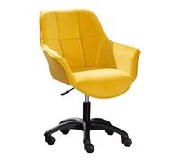 Swivel Room Chair Swivel Desk Chair Velvet Ergonomic Computer Gaming Chair, Swivel Task Chair with Black Nylon Feet, Height Adjustable Desk Chair for Home Office for Home Office Chair(Yellow)
