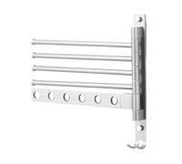 Swivel Towel Rack, 4-Arm Towel Hanger, 12.8x11.97 Inches Swing out Wall Organizer, Adjustable Stainless Steel Mount, Multi-Bar Holder, Ideal for Bathroom, Balcony, Laundry, Gym, Dorm, Kitchen